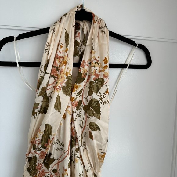 Reformation Veria Maxi Silk Dress Sz 8 Bella Floral Wrap Front Halter - Picture 3 of 11